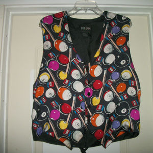 POOL OR BILLARDS VINTAGE MENS CUEBALLS SILK ITALIAN VEST M